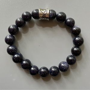 Dark Blue Sandstone Handcrafted Bead Bracelet